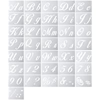 Liding - 36 Plantillas de Letras de Arte- Plantillas Reutilizables de Alfabeto- Plantillas de plástico Lavables para…